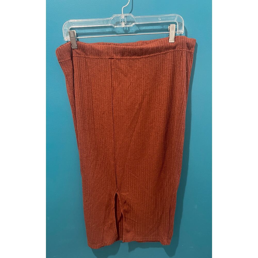 1XL SHEIN Curve Brown Knit Skirt with Split